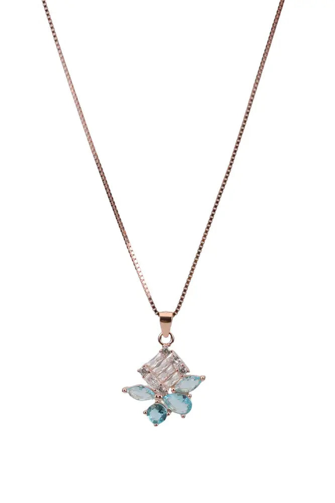 Rose Gold Mina Green Stud With Pendant Chain