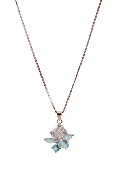 Rose Gold Mina Green Stud With Pendant Chain