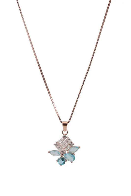 Rose Gold Mina Green Stud With Pendant Chain
