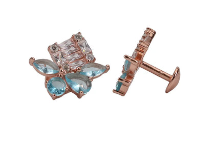 Rose Gold Mina Green Stud With Pendant Chain