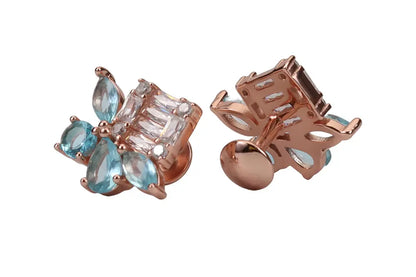 Rose Gold Mina Green Stud With Pendant Chain