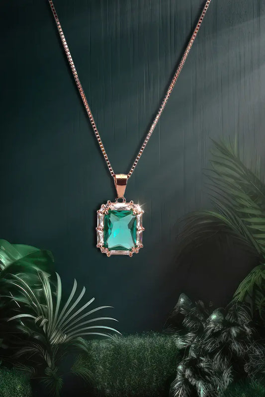 Rose Gold Pendant With Gracious Green Stud