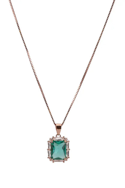 Rose Gold Pendant With Gracious Green Stud
