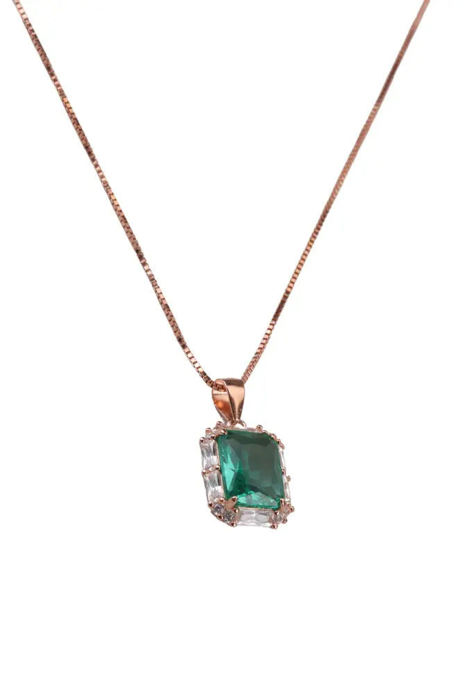 Rose Gold Pendant With Gracious Green Stud