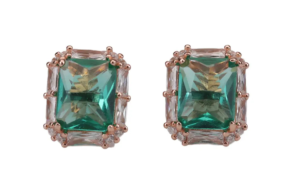 Rose Gold Pendant With Gracious Green Stud