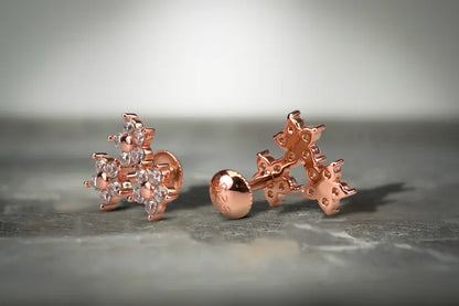 Rose Gold Plated Tri Flower Stud