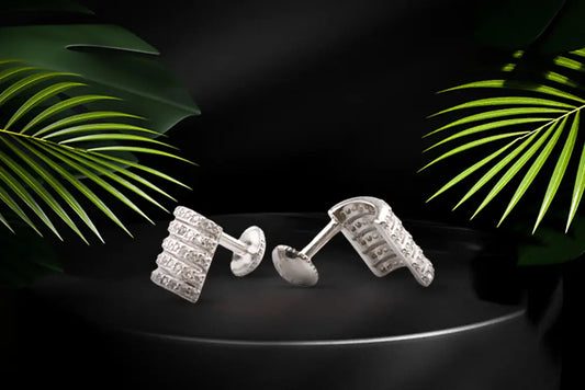Rhodium Multi Layered CZ Stud
