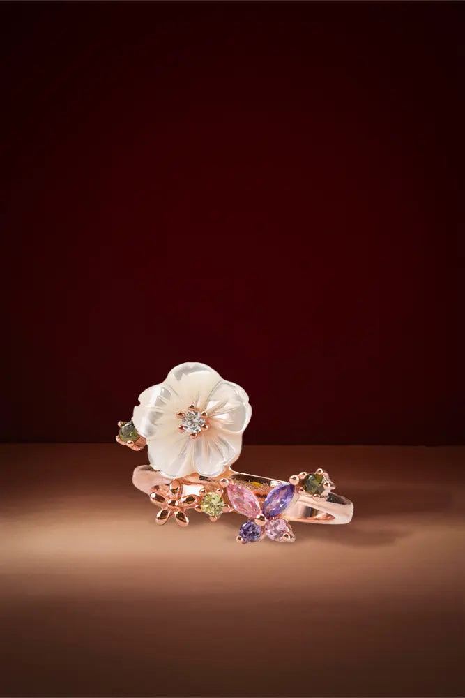Rose Gold Flower Mop Ring