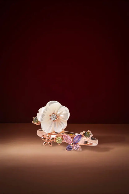 Rose Gold Flower Mop Ring