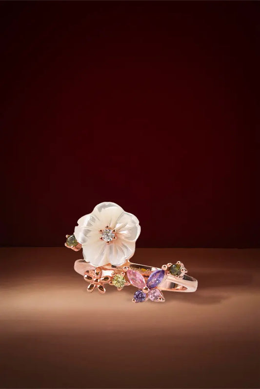 Rose Gold Flower Mop Ring
