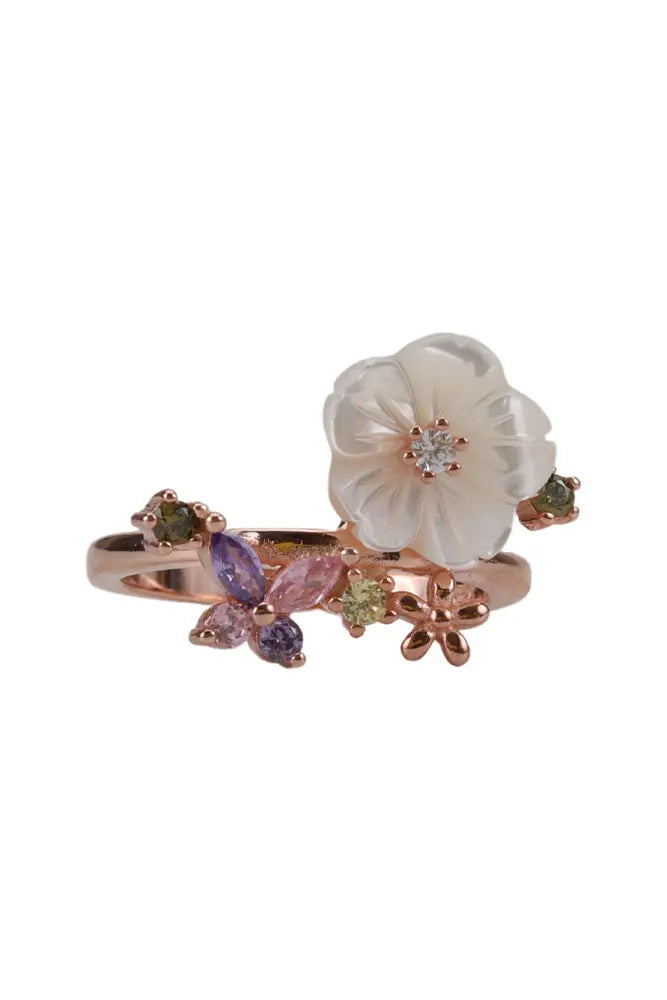 Rose Gold Flower Mop Ring