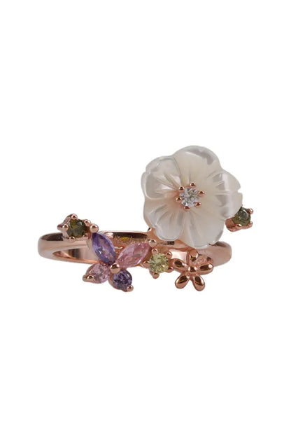 Rose Gold Flower Mop Ring