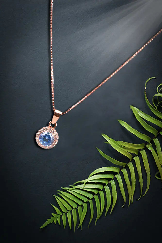 Rose Gold Turquoise Pendant With Cz Stud