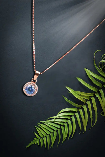Rose Gold Turquoise Pendant With Cz Stud