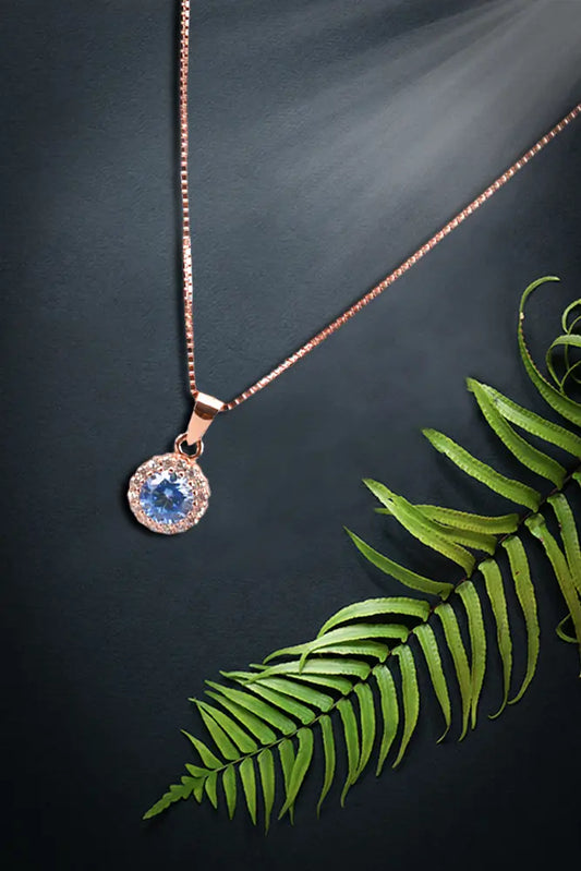 Rose Gold Turquoise Pendant With Cz Stud