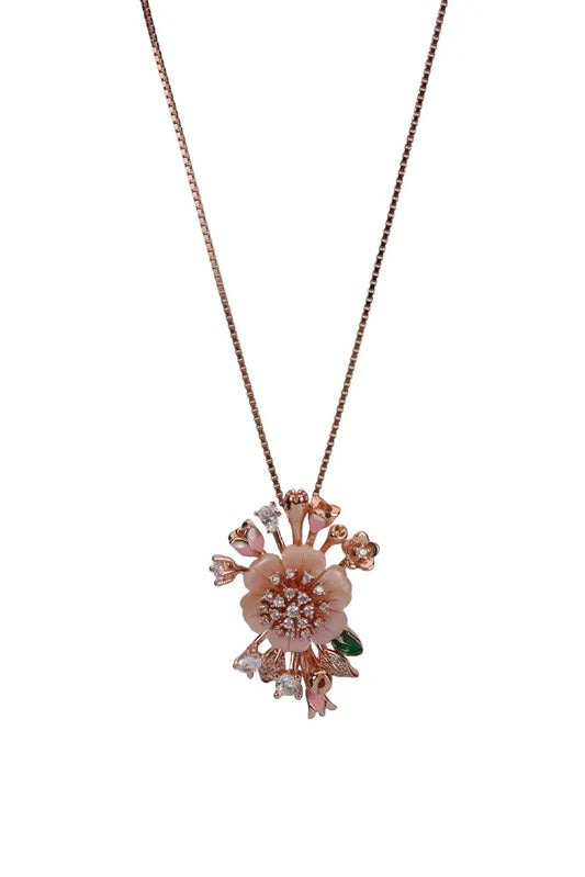 Rose Gold Mop Soft Hues Pendant With Muted Tone Stud